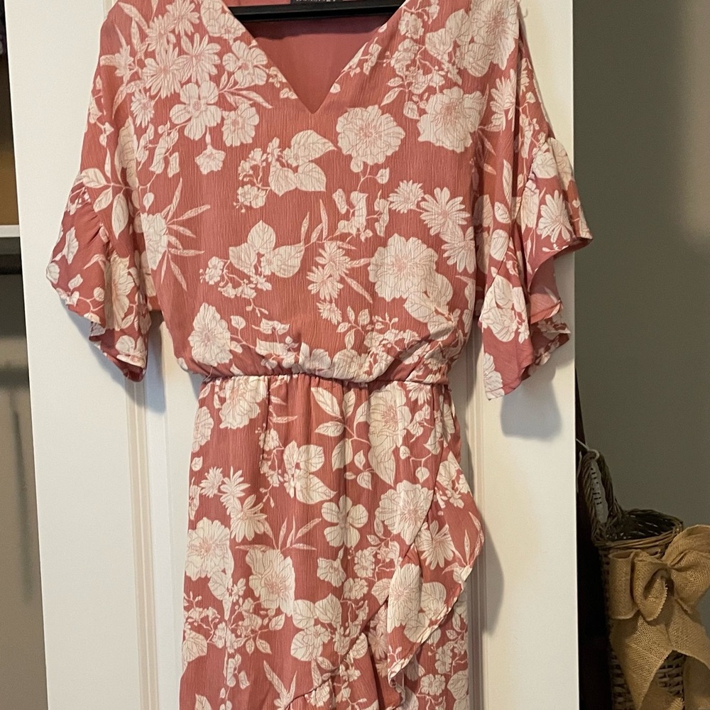 Luxology Pink Floral Midi Dress